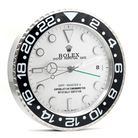 White dial Rolex GMT Master II wall clock.