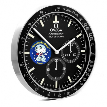 Omega Speedmaster wall. Wall clock in the style of an Omega Speedmaster 'Snoopy' wristwatch.