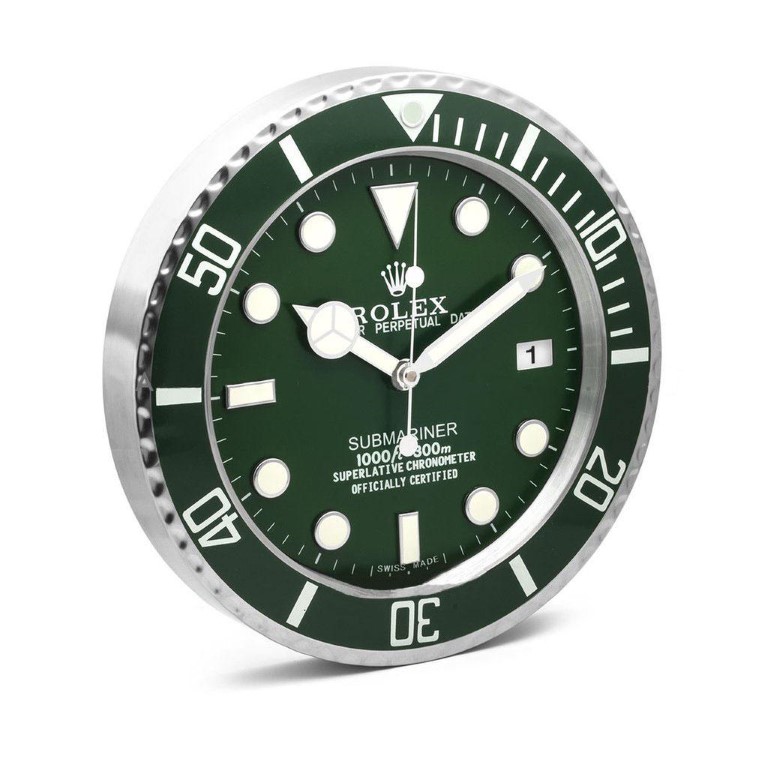 Rolex wall clock. Wall clock in the style of a green Rolex Submariner 'Hulk' wristwatch.