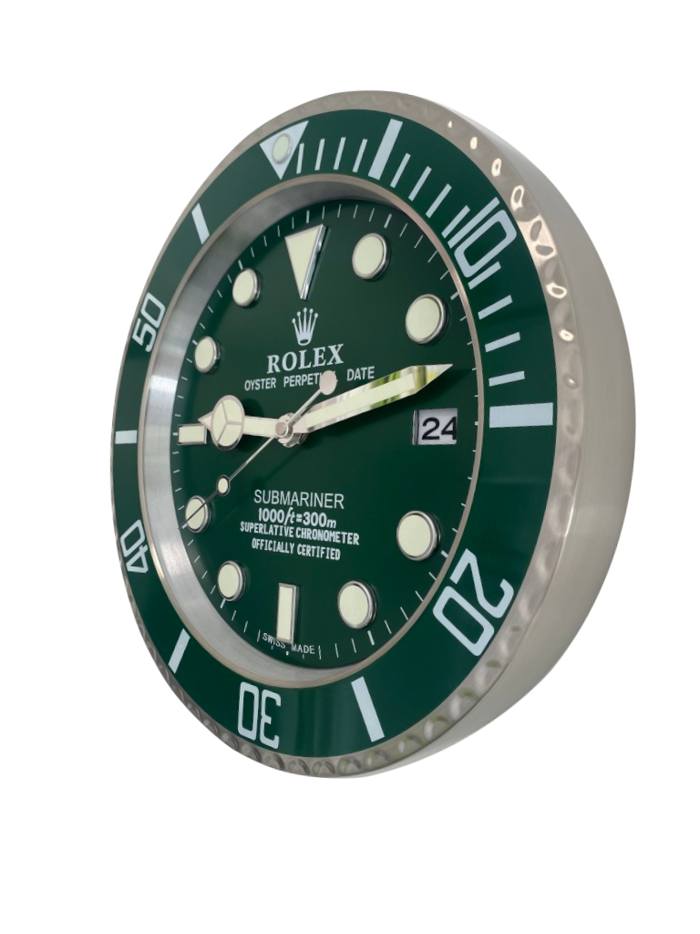 Rolex wall clock. Wall clock in the style of a Rolex Submariner 'Hulk' wristwatch.