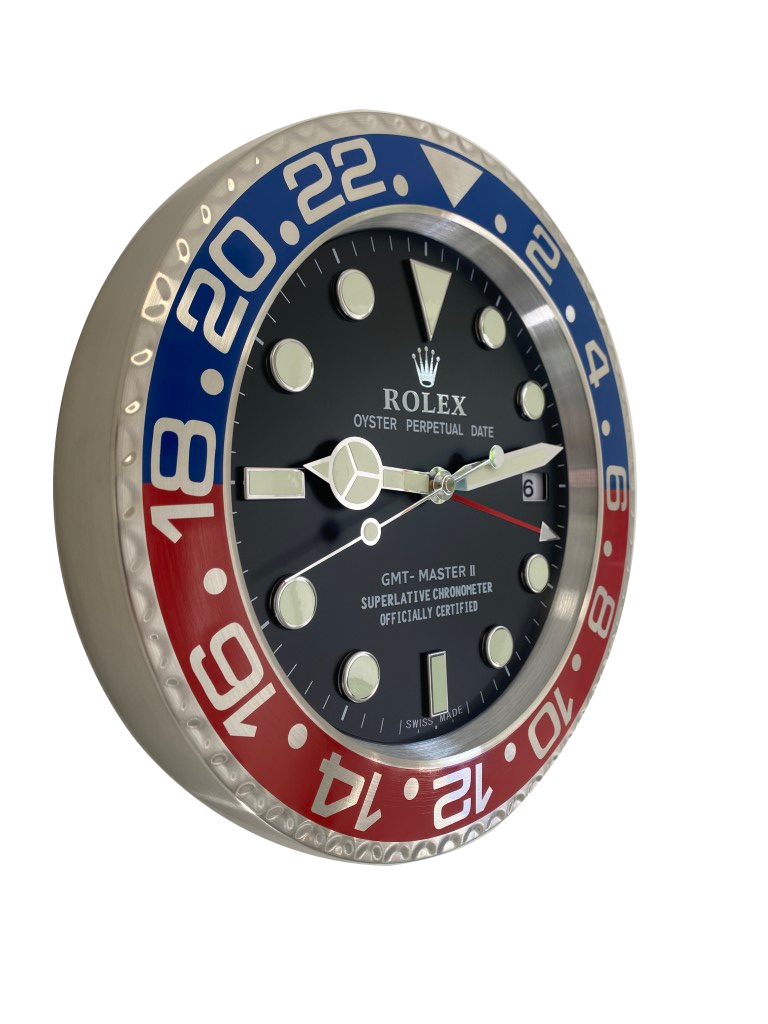 Rolex wall clock. Wall clock in the style of a Rolex GMT-Master II 'Pepsi' wristwatch.