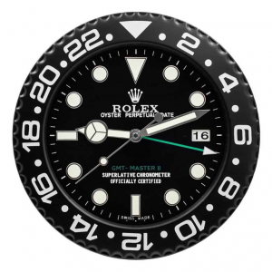 Rolex wall clock. Wall clock in the style of an all black Rolex GMT - Master II wristwatch.