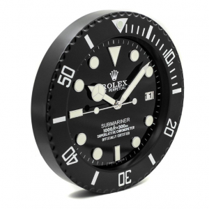 Rolex wall clock. Wall clock in the style of an all black Rolex Submariner wristwatch.