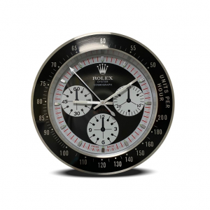 Vintage black dial Rolex Daytona wall clock based on one of the watches from the famous Paul Newman collection.